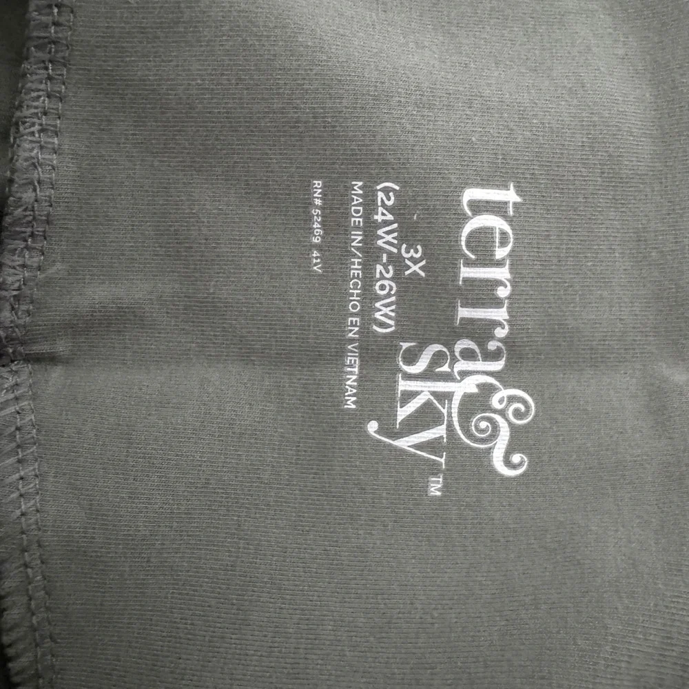 Terra Sky Plus Size 3X Green Midnight High Rise Fitted‎ Leggings Pants